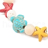 2Pcs 2 Style Starfish & Tortoise & Flower Beaded Stretch Bracelets Set BJEW-JB08027-7
