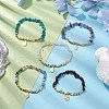 Natural Gemstone Chip & Cube Non-magnetic Synthetic Hematite Beaded Stretch Bracelets BJEW-JB10630-01-2