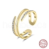 925 Sterling Silver Micro Pave Cubic Zirconia Adjustable Cuff Rings for Women RJEW-C133-01G-2