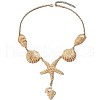 Summer Beach Alloy Crystal Rhinestone Shell Shape Starfish Pendant Necklaces for Women FS-WGE00B6-01-5
