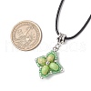 Dyed Synthetic Imperial Jasper & Glass Seed Beaded Star Pendant Black Waxed Cotton Cord Necklaces NJEW-MZ00109-05-3
