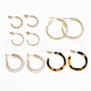 Ring Shape Stud Earrings Set EJEW-D277-08G-1