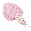 2Pcs 2 Colors Leaf Handmade Woven Cotton Macrame Pendant Decorations HJEW-JM02824-5
