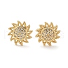 Brass Micro Pave Clear Cubic Zirconia Stud Earrings EJEW-D305-08G-3