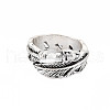 Feather Wrap Alloy Open Cuff Ring for Women RJEW-N029-101-1