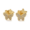 Brass Micro Pave Clear Cubic Zirconia Stud Earrings EJEW-D305-20G-03-3
