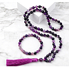 Natural Amethyst Round Beaded Pendant Necklaces & Bracelets Sets FS-WG9D102-22-1