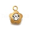 304 Stainless Steel Pave Cubic Zirconia Charms STAS-D310-07G-02-1