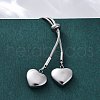304 Stainless Steel Heart Round Snake Chain Slider Lariat Necklaces NJEW-R026-26P-3