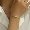Elegant Heart Stainless Steel Rhinestone Cup Chains Sparkling Bracelets for Women's Daily Party ZW4725-1