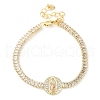 Brass Micro Pave Clear Cubic Zirconia Rectangle Link Chain Bracelets for Women BJEW-U044-01A-G-4