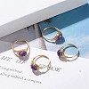 Natural Amethyst Oval Finger Rings RJEW-JR00441-01-2