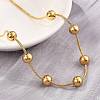 304 Stainless Steel Round Beads Snake Chain Necklaces NJEW-D319-02C-G-3