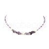 3Pcs 3 Style Dyed Natural Mixed Gemstone Chips & Shell Heart & Pearl Beaded Necklaces Set NJEW-JN04354-6