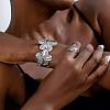 Flower Alloy Cuff Bangles & Cuff Rings Sets FS-WG9C22C-02-2
