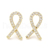 Rack Plating Brass Micro Pave Clear Cubic Zirconia Stud Earrings for Women EJEW-M260-15G-1