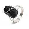 Adjustable Wire Wrapped Natural Gemstone Finger Rings RJEW-I066-A-4