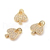 Brass Micro Pave Clear Cubic Zirconia Pendants ZIRC-P094-20G-RS-1
