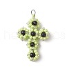Glass Seed Beaded Cross Pendants PALLOY-MZ00642-01-1