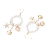 304 Stainless Steel Shell Shape with Starfish Dangle Earrings EJEW-TA00647-4