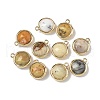 Brass Pave Natural Yellow Opal Faceted Flat Round Charms G-U028-03G-11-1