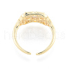 Cubic Zirconia Snowflake Open Cuff Ring RJEW-N035-136-3