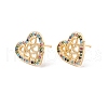 Colorful Cubic Zirconia Heart Stud Earrings EJEW-F282-48G-1