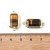 Natural Tiger Eye Faceted Rectangle Connector Charms G-H323-04G-03-3