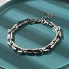 304 Stainless Steel Rectangle Link Chains Bracelets for Men & Women BJEW-D042-46P-3