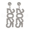 Brass Rhinestone Stud Earrings EJEW-Q012-01P-2