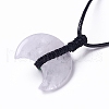 Adjustable Natural Quartz Crystal Double Horn Pendant Necklace with Wax Cord for Women NJEW-B086-01C-4