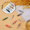 Natural & Synthetic Gemstone Pointed Pendants with Alloy Findings G-PH0001-06-4