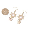 Flower with Butterfly 304 Stainless Steel Glass Seed Beads Dangle Earrings EJEW-MZ00417-03-3
