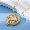 Brass Pave Clear Cubic Zirconia Heart Pendant Necklaces for Women NJEW-K381-07B-G-3