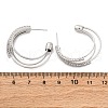 Triple C-Shaped Brass Micro Pave Clear Cubic Zirconia Stud Earrings EJEW-R025-29P-5
