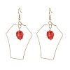 Halloween Skull Synthetic Dyed Turquoise & Copper Wire Dangle Earrings for Women EJEW-JE05884-3