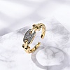 Brass Micro Pave Clear Cubic Zirconia Cuff Finger Rings for Women RJEW-C116-03G-2