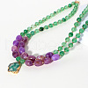 Plastic Beaded Irregular Pendant Double Layer Necklaces for Women FS-WG0EC0F-01-3
