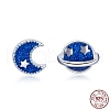 Anti-Tarnish Rhodium Plated 925 Sterling Silver Enamel Stud Earrings EJEW-FF0008-010P-7