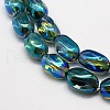 Full Rainbow Plated Crystal Glass Oval Beads Strands EGLA-F026-A06-1