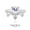Rhodium Plated 925 Sterling Silver Micro Pave Cubic Zirconia Finger Rings for Women WG9CD14-05-4