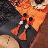 Halloween Skull Synthetic Dyed Turquoise Dangle Earrings EJEW-JE05883-01-2