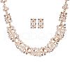 Alloy & Plastic Pearl Round Beaded & Crystal Rhinestone Chain Necklace & Stud Earring FS-WG9A31F-01-3
