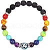 12 Constellations 7 Chakra Natural Lava Rock & Agate & Amethyst & Tiger Eye & Turquoise & Glass Round Beadeed Stretch Bracelets WG33A89-05-2