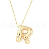 Brass Micro Pave Clear Cubic Zirconia Pendant Necklaces NJEW-Z038-01G-R-2