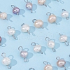 Natural Cultured Freshwater Pearl Connector Charms PALLOY-FH00005-1