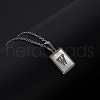 Rectangle Stainless Steel Pave Natural White Shell Pendant Necklaces FS-WG3D812-23-1