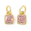 Square Brass Micro Pave Cubic Zirconia Pendants KK-I355-16G-2