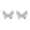 Butterfly Brass Micro Pave Cubic Zirconia Stud Earrings EJEW-M082-17P-01-3