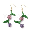 Fruit Pave Disco Ball Beads Dangle Earrings EJEW-TA00632-03-2
